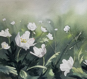 Då våren börjar, akvarellmålning av Caroline Kohn
