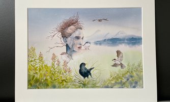 Konst tryck, art print av målningen Woman of the birds , konstnär Caroline Kohn